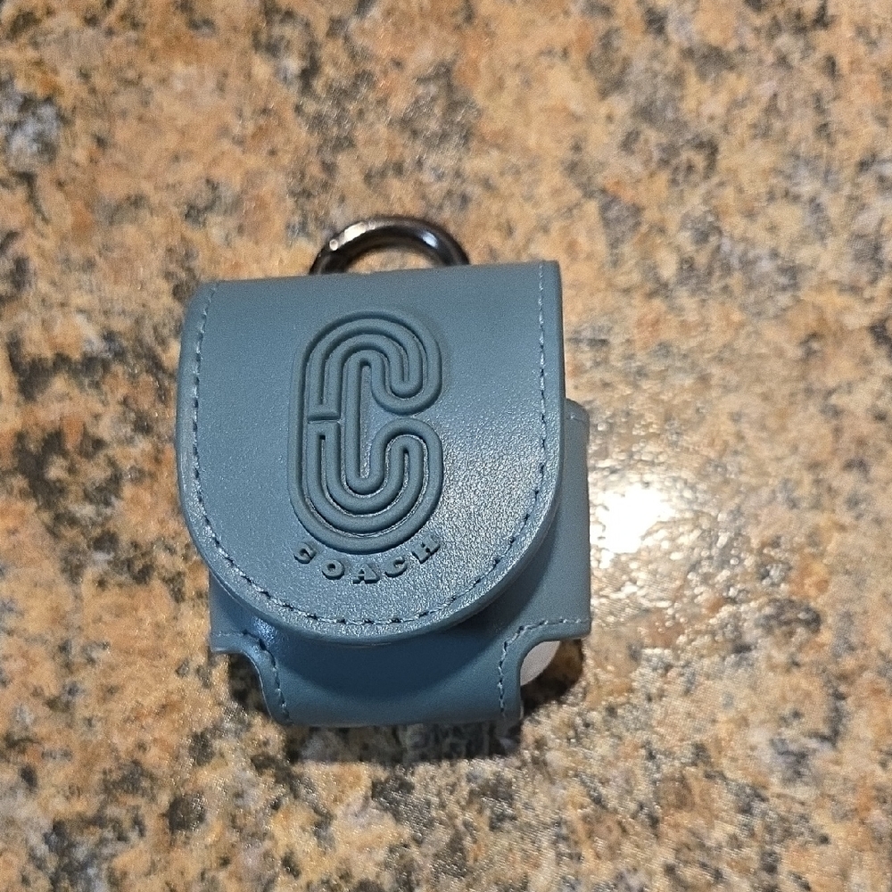 Coach Teal Leather Earbud Pouch